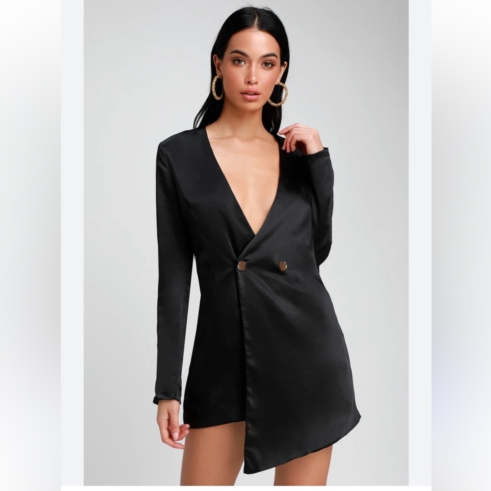 Lulus.Black Blazer dress with Peaked Lapels